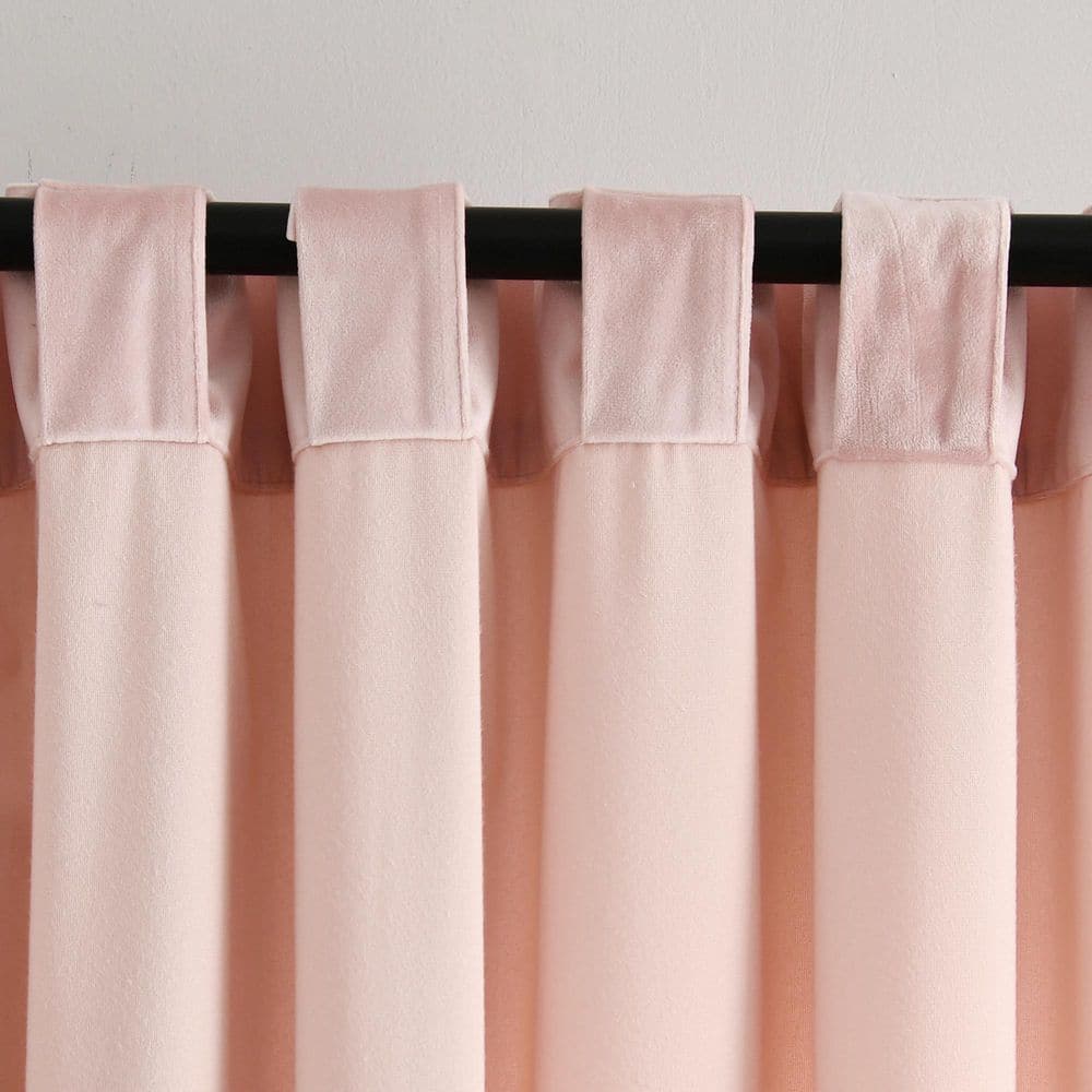 Blush Velvet Blackout Pleated Twin Curtains, 2-Piece Set
