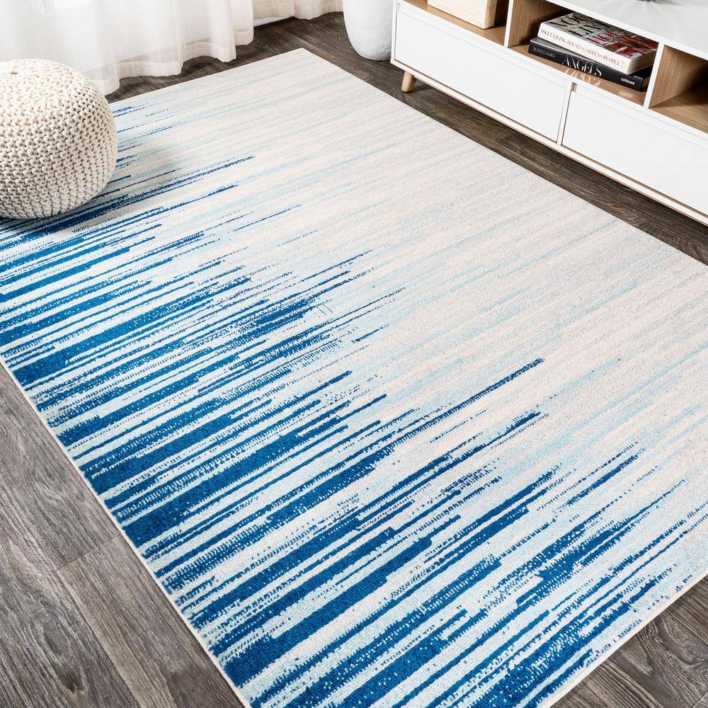 Coastal Stripe Navy & Cream 8' x 10' Synthetic Area Rug