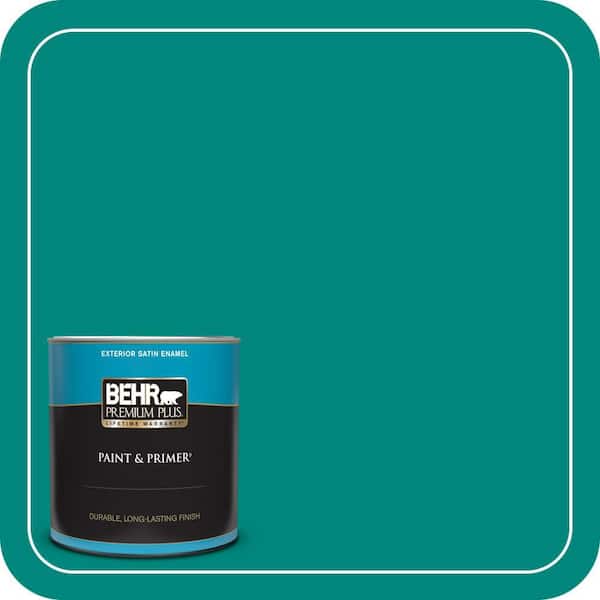BEHR PREMIUM PLUS 1 qt. #P450-7 Mystic Turquoise Satin Enamel Exterior Paint & Primer