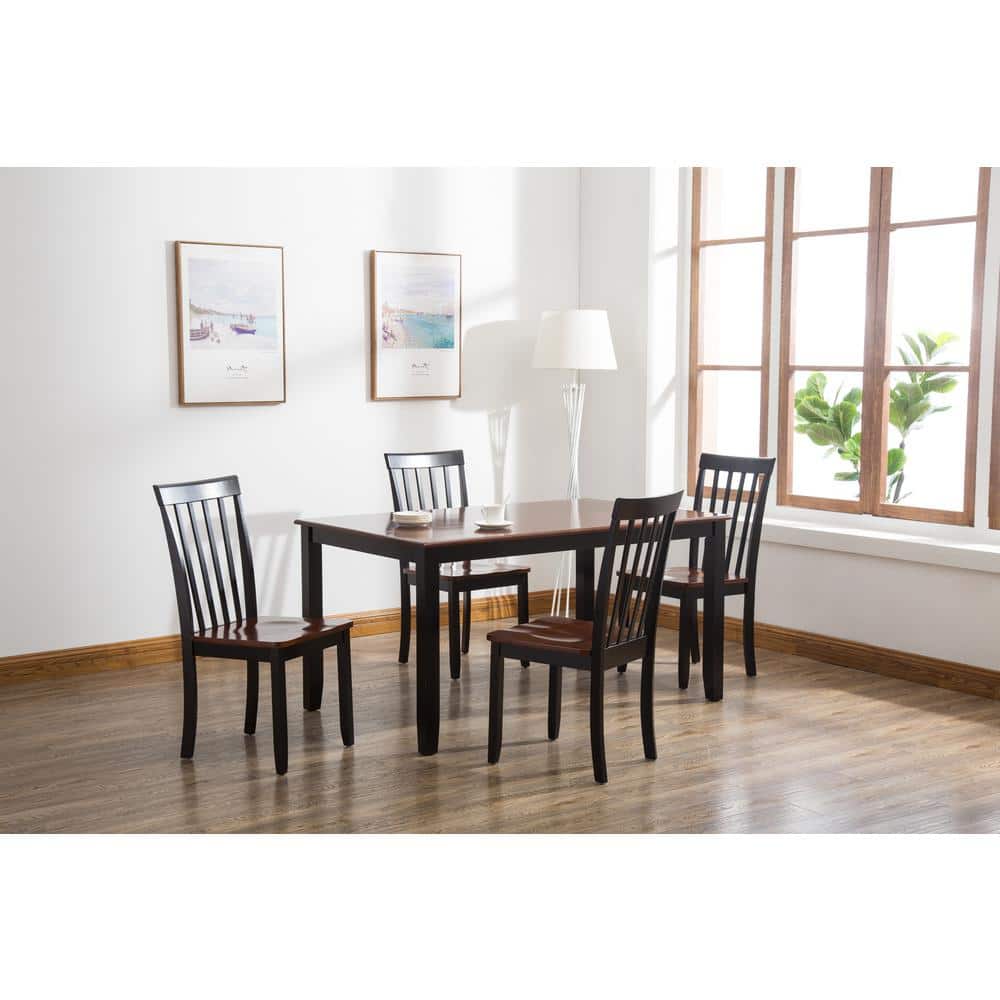 Black and Cherry Wood Transitional Side Chair Set