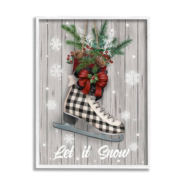 Stupell Industries Let it Snow Ice Skate by Conrad Knutsen 1-Piece Framed Graphic Print Typography Poster Art Print 20 in. x 16 in.
