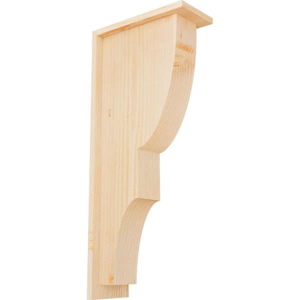 Ekena Millwork 5-1/2 in. x 12 in. x 28 in. Douglas Fir Ridgewood Smooth Corbel with Backplate
