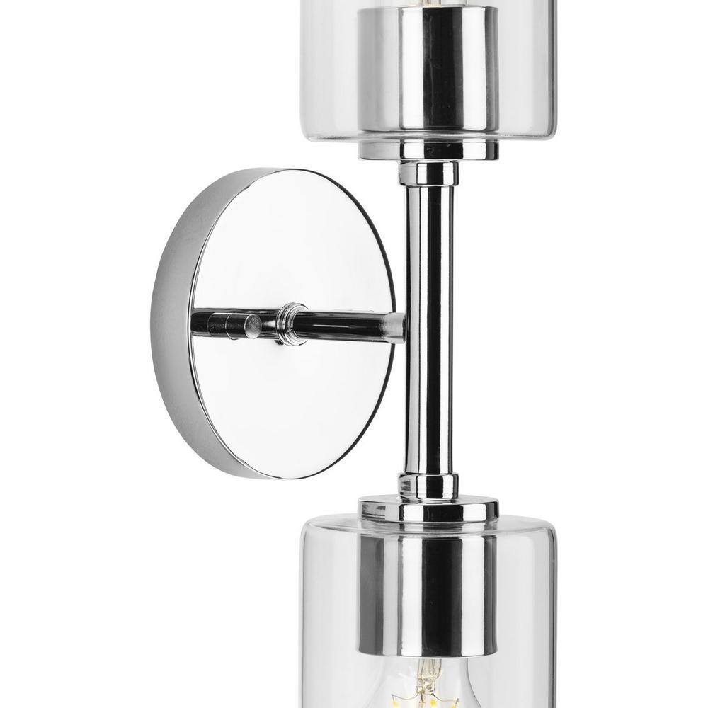 Cofield Polished Chrome Slender Wall Sconce with Cylindrical Glass Shade