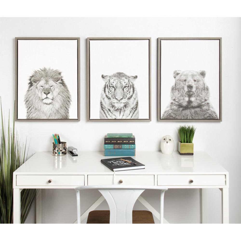 Gray Framed Bear Portrait Canvas Art for Kids