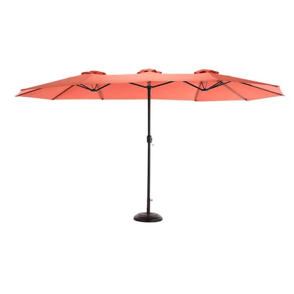 Unbranded 14.8 ft. Large Double-Sided Outdoor Patio Umbrellas Market Umbrella with Crank in Orange
