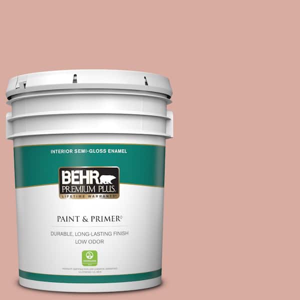 BEHR PREMIUM PLUS 5 gal. #T17-06 Everythings Rosy Semi-Gloss Enamel Low Odor Interior Paint & Primer