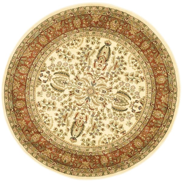 SAFAVIEH Lyndhurst Ivory/Rust 10 ft. x 10 ft. Border Antique Floral Round Area Rug