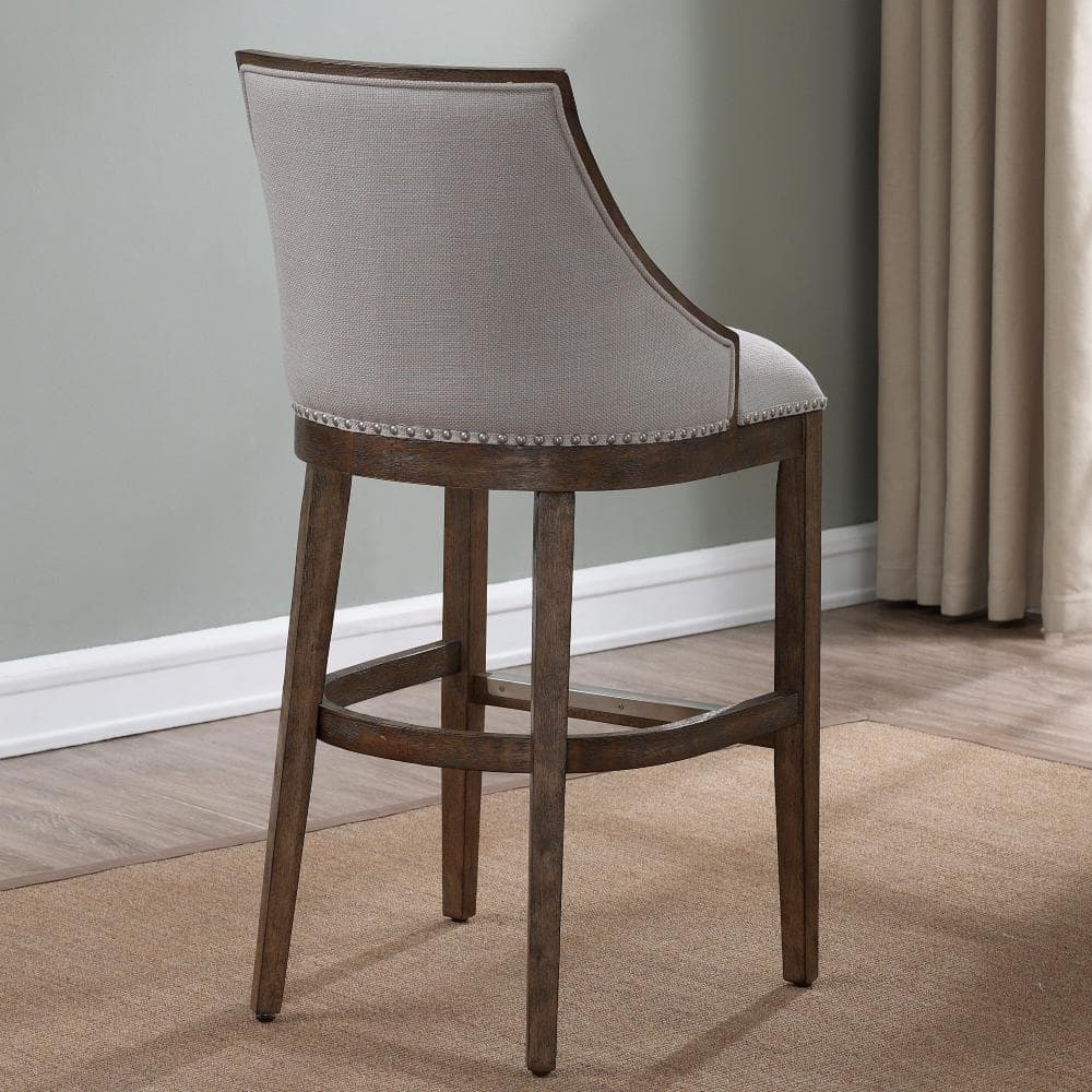 Elegant Saddle Style Driftwood Brown Wood Counter Stool