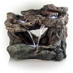 30 in. Tall Outdoor 3-Tier Rainforest Cascading Waterfall Fountain with LED Lights