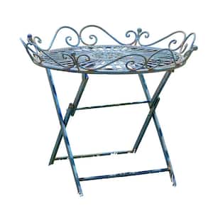 in.Stephania in. Antique Blue Metal Side Table