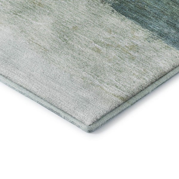 Mayfield Premium Machine Washable Abstract AMF2169 Aloe 2 ft. x 7 ft. Runner Rug