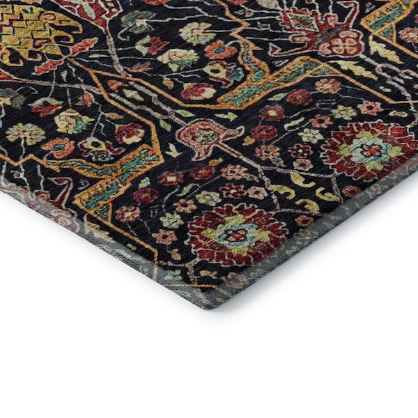 Mayfield Premium Machine Washable Abstract AMF1132 Black 9 ft. x 12 ft. Area Rug