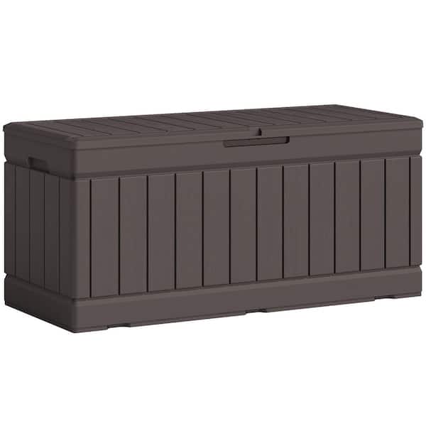 82 Gal. Fusion Style Deck Box Brown Outdoor Resin Storage Box