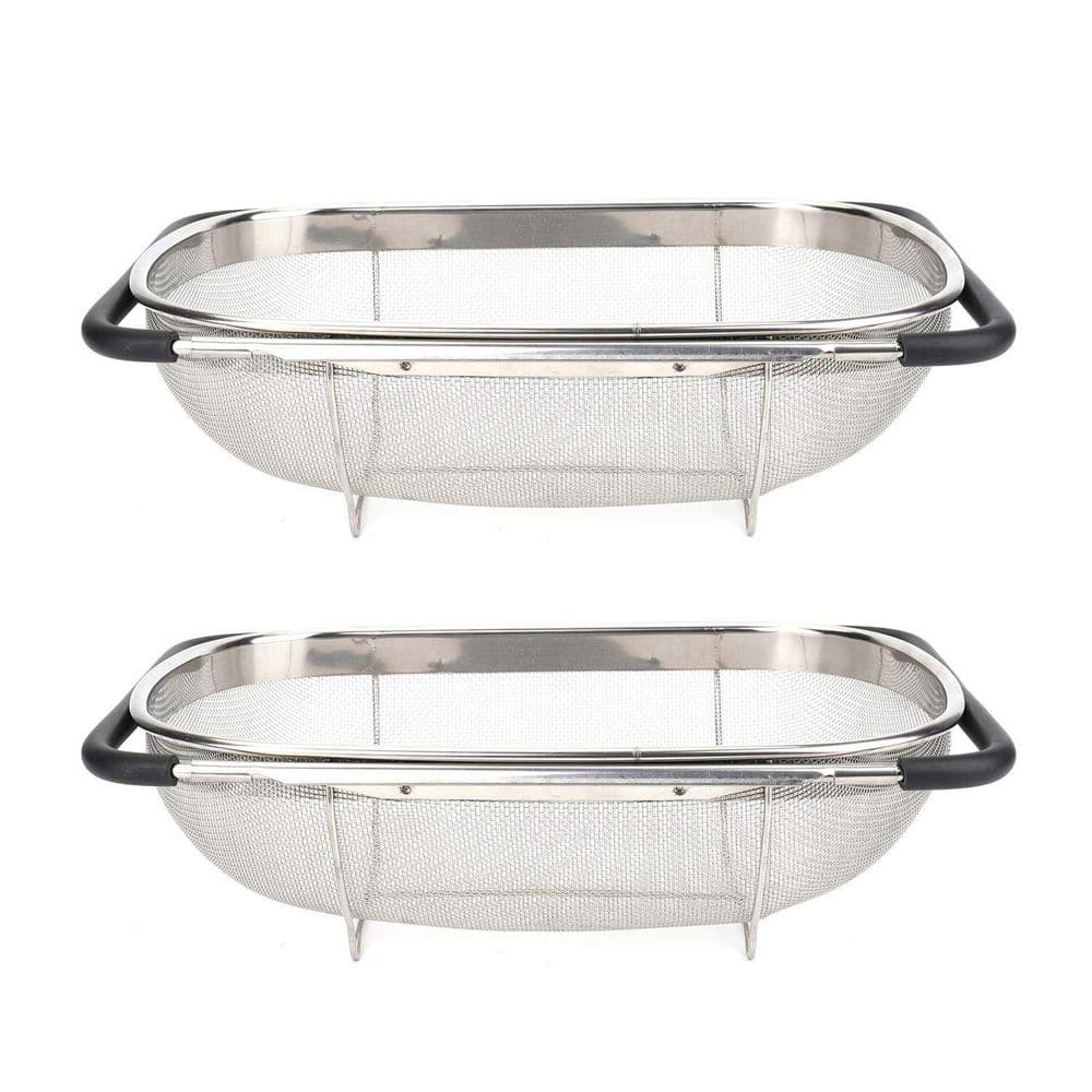 Wudkey 2 Pack Over the Sink Oval Colander for Kitchen, Stainless Steel ...