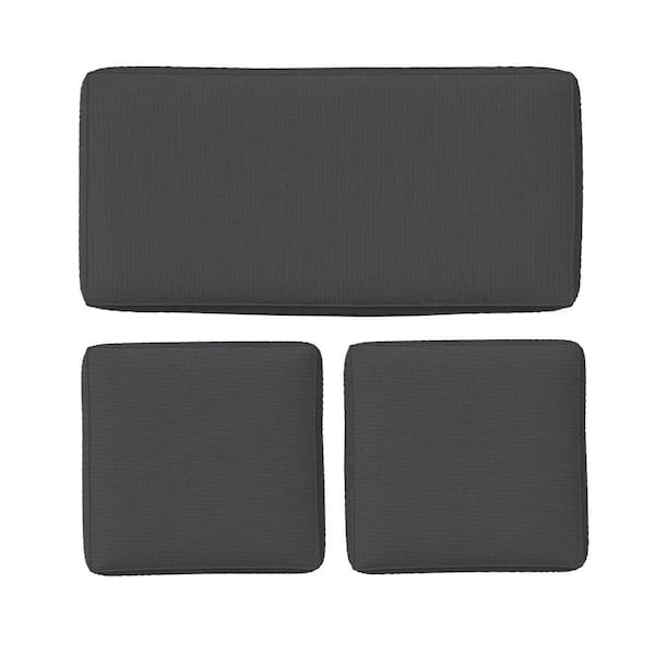 36 in. x 18 in. (3-Piece) Outdoor Patio Replacement Seat Cushions Fit for Loveseat Lounge Chair Furniture Grey