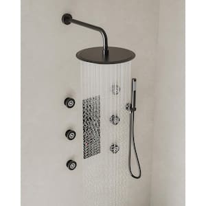 7-Spray Patterns  Shower System with 12 in. Wall Mount Dual Shower Heads in Matte Black (Valve Included)
