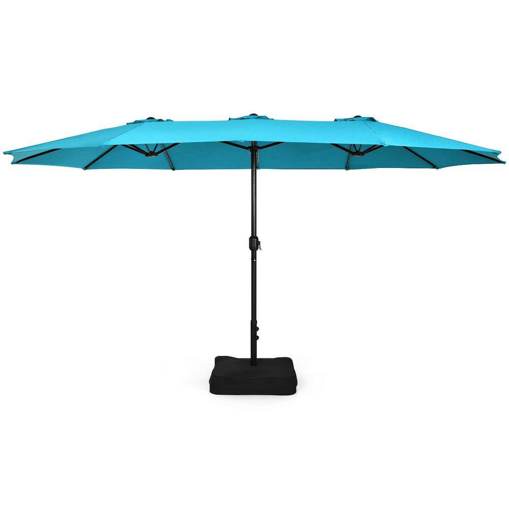 15 ft. Metal Double-Sided Twin Patio Market Umbrella with Crank and Base in Turquoise price history on PriceWatchPro