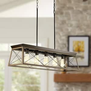 Briarwood Collection 5-Light Antique Bronze Farmhouse Linear Island Chandelier Light