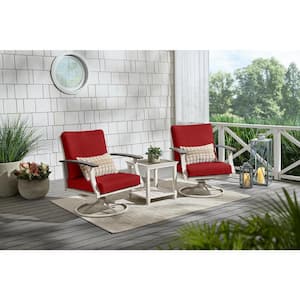 Marina Point White Steel Outdoor Patio Swivel Lounge Chair with CushionGuard Chili Red Cushions (2-Pack)