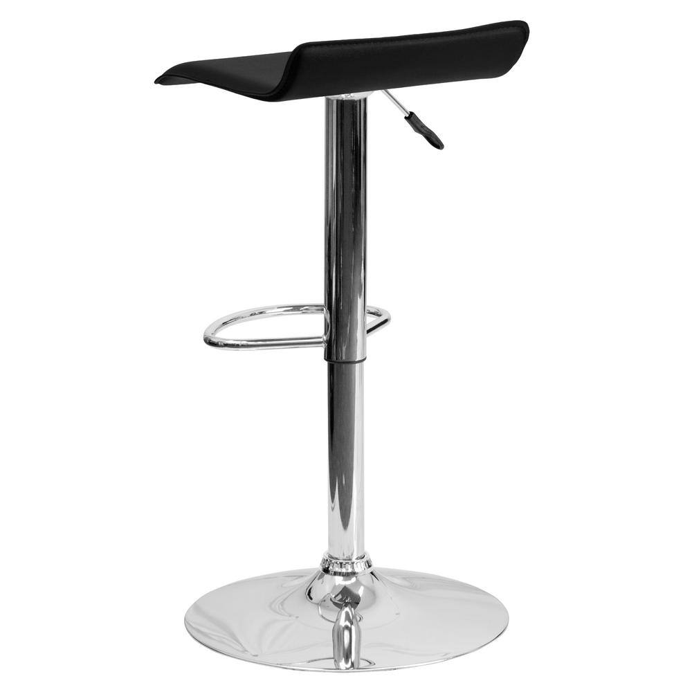 Sleek Black Vinyl and Chrome Adjustable Swivel Barstool