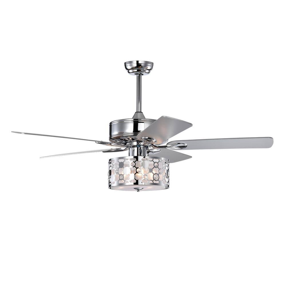 MODERN HABITAT Blade Span 52 in. Chrome Indoor Crystal Ceiling Fan with