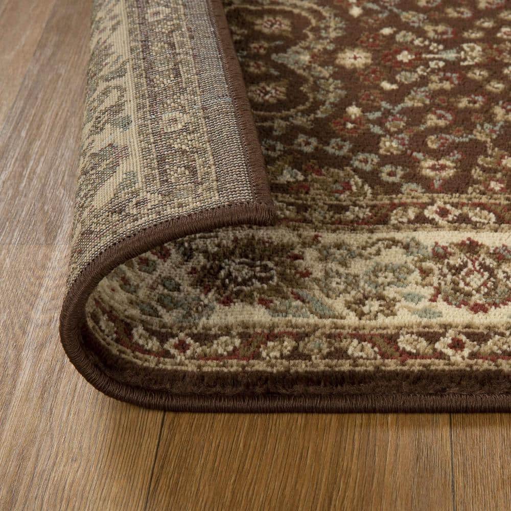 Handmade Mocha Floral Synthetic Stain-Resistant Area Rug 8x10 ft