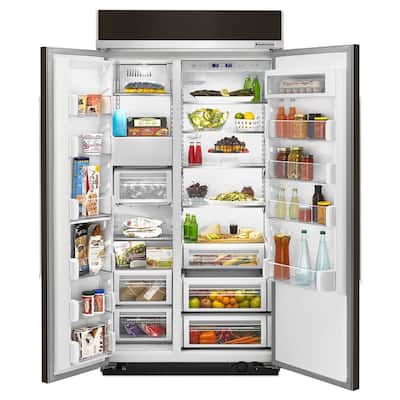 25.5 cu. ft. Built-In Side By Side Refrigerator in Black Stainless with PrintShield