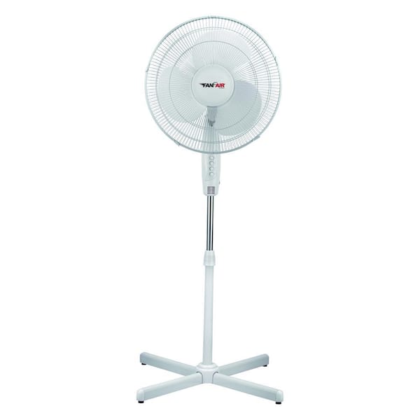 FANFAIR 16 in. 3-Speeds Oscillating Pedestal Fan with Adjustable Height in White