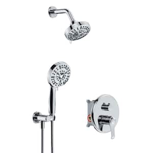 MINT 7-Spray Patterns 2 GPM 5 in. Wall Mount Fixed Shower Head with Hand Shower Head in Chrome (Valve Included)