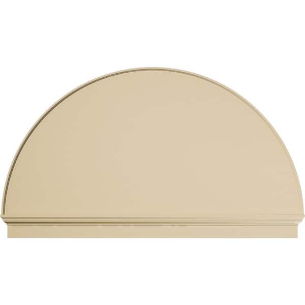 Ekena Millwork 74-in. W x 43-3/4-in. H x 2-3/4-in. P Half Round Smooth Signature Urethane Combination Pediment, Primed Tan