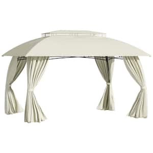 10 ft. x 13 ft. Beige Steel Frame Patio Gazebo Canopy, Double Vented Roof, Curtain Sidewalls