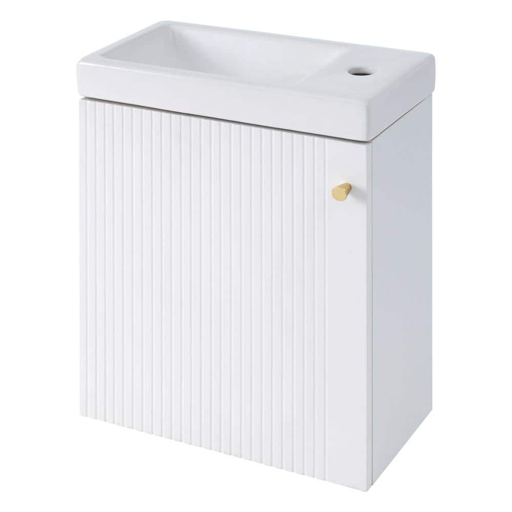 15.94 in. W x 8.66 in. D x 20.50 in. H Single Sink Floating Bath Vanity in 