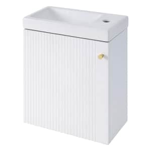 15.94 in. W x 8.66 in. D x 20.50 in. H Single Sink Floating Bath Vanity in White with White Ceramic Top