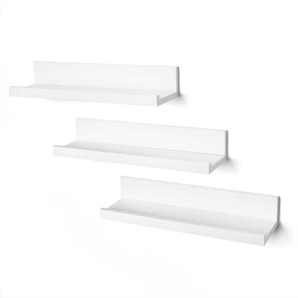 Winado 14 in. W White Floating Wall Shelves (Set of 3)