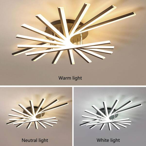 OUKANING 47 in. 9-Light Black Integrated LED Modern Creative