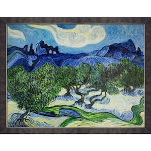 Olive Trees with the Alpilles by Vincent Van Gogh Suede Premier Framed Oil Painting Art Print 34 in. x 44 in.
