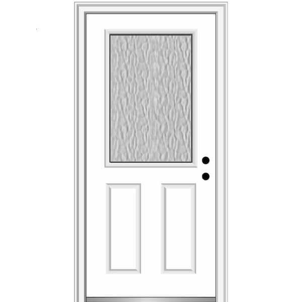 MMI Door Vapor 32 in. x 80 in. Left-Hand Inswing 1/2 Lite 2-Panel Primed Fiberglass Prehung Front Door with 4-9/16 in. Frame