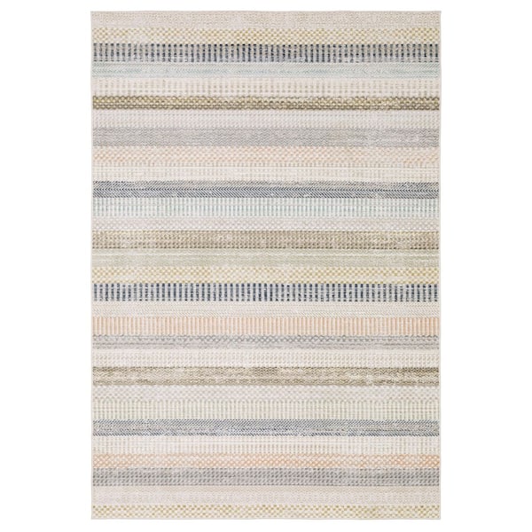AVERLEY HOME Claire Ivory/Multi 6 ft. x 9 ft. Geometric Stripe Distressed Polypropylene-Polyester Blend Indoor Area Rug