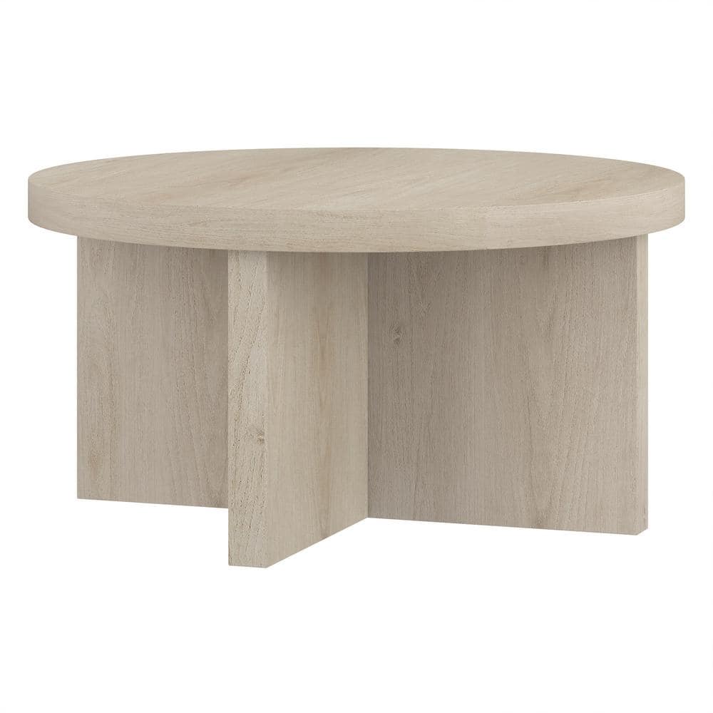 Elna 33" Alder White Round MDF Coffee Table