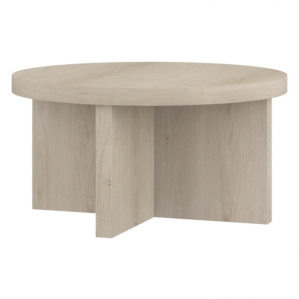 Meyer&Cross Elna 33 in. Alder White Round MDF Top Coffee Table