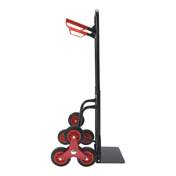 Black 330 lbs. Stair Climbing Folding Steel Hand Truck with Telescoping Handle and 6-Wheels