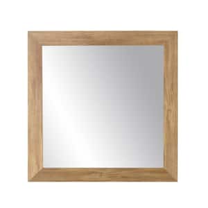 Blonde 32 in. W x 32 in. H Framed Rectangular Bathroom Vanity Mirror in Light Brown