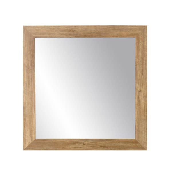 BrandtWorks Blonde 32 in. W x 32 in. H Framed Rectangular Bathroom Vanity Mirror in Light Brown