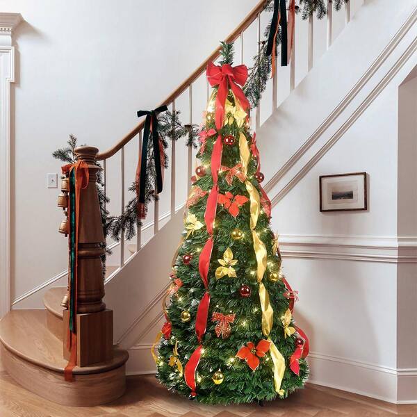 6 ft. Pop-Up Space-Saving Christmas Tree with 150 White UL Lights