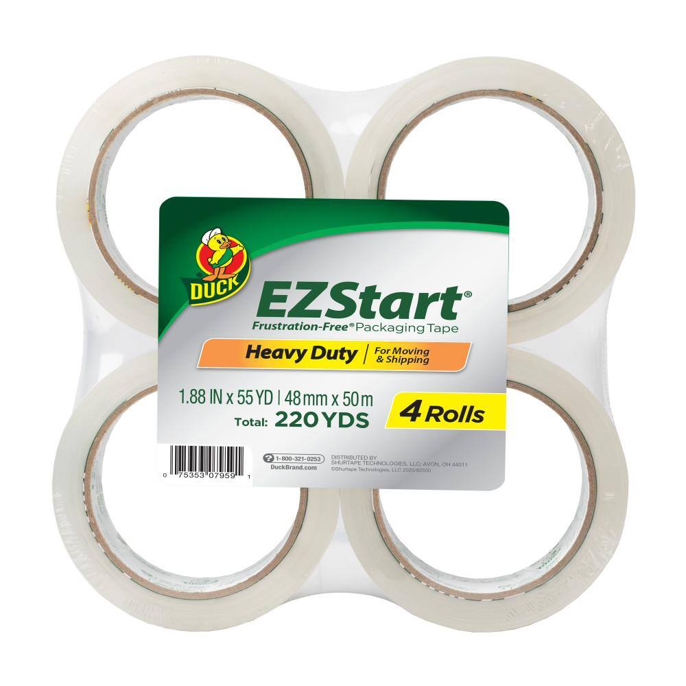 DUCK BRAND EZ START PACKAGING TAPE 1.88 INCHES x 22.2 YARDS CLEAR 6 PACK 824922 