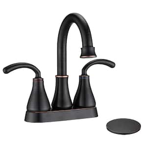 4 in. Centerset Double Handle Bathroom Faucet with Pop Up Drain in Oil Rubbed Bronze