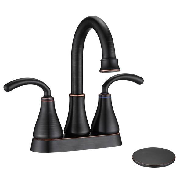 Fapully 4 in. Centerset Double Handle Bathroom Faucet with Pop Up Drain in Oil Rubbed Bronze