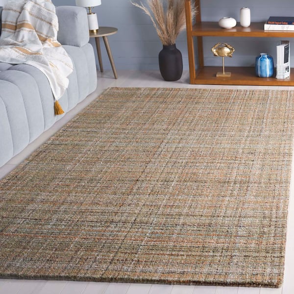 Abstract 4 ft. x 6 ft. Brown/Green Classic Marle Area Rug