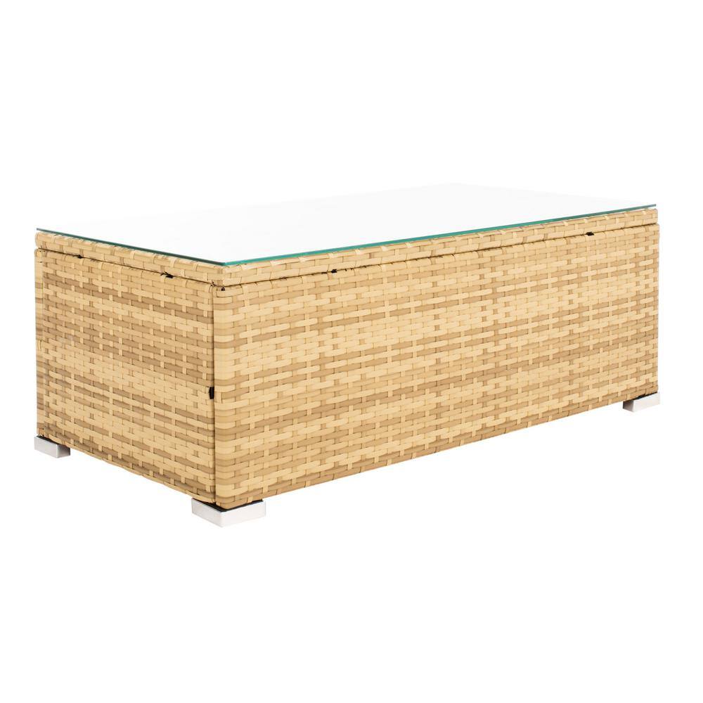 Natural Wicker and White Cushions 4-Piece Patio Set