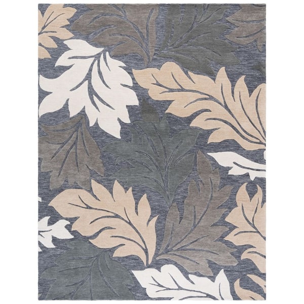Jardin 9 ft. x 12 ft. Gray/Beige Oversized Leaf Area Rug